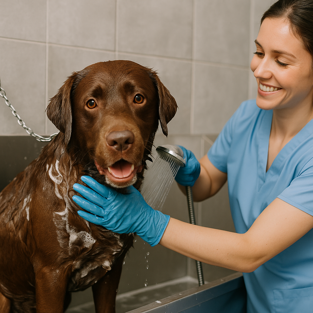 How to Calm an Anxious Large Dog During Bath Time